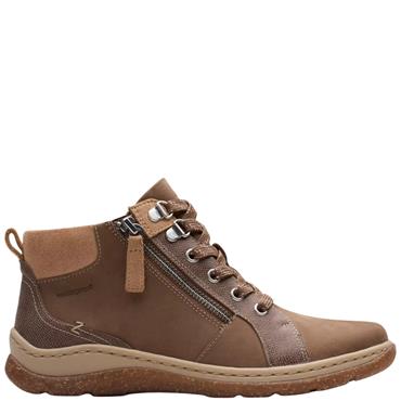 CLARKS WOMENS WATERPROOF LACE ANKLE BOOT - SAND